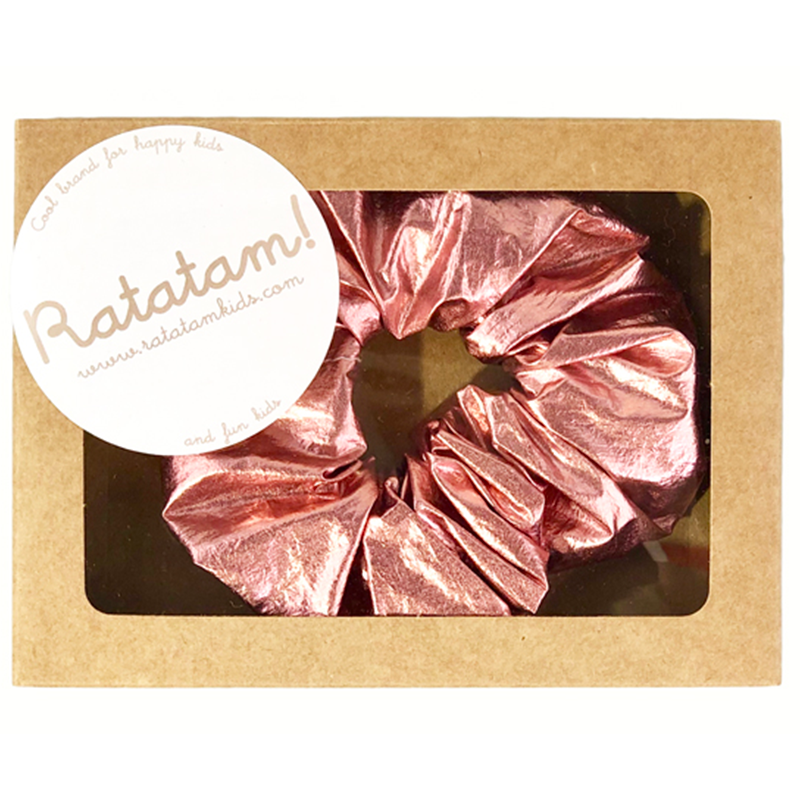 Ratatam - Metaliczna gumka do włosów Metallic Scrunchie, różowa